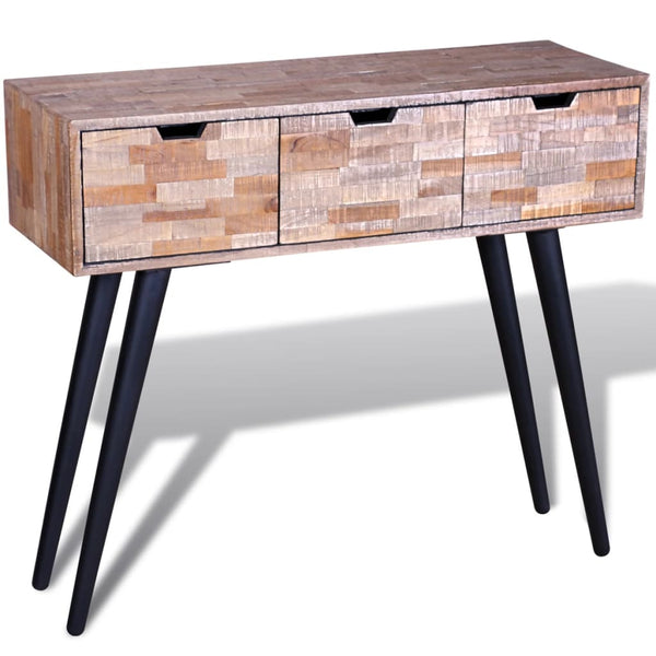Konsolentisch Altholz Teak mit 3 Schubladen