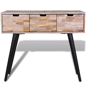 Konsolentisch Altholz Teak mit 3 Schubladen