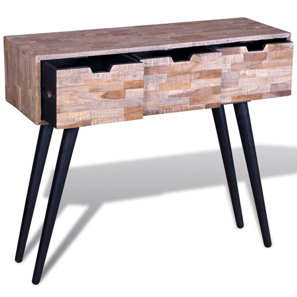 Konsolentisch Altholz Teak mit 3 Schubladen