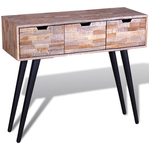 Konsolentisch Altholz Teak mit 3 Schubladen