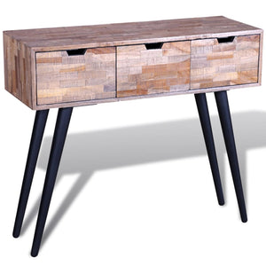 Konsolentisch Altholz Teak mit 3 Schubladen