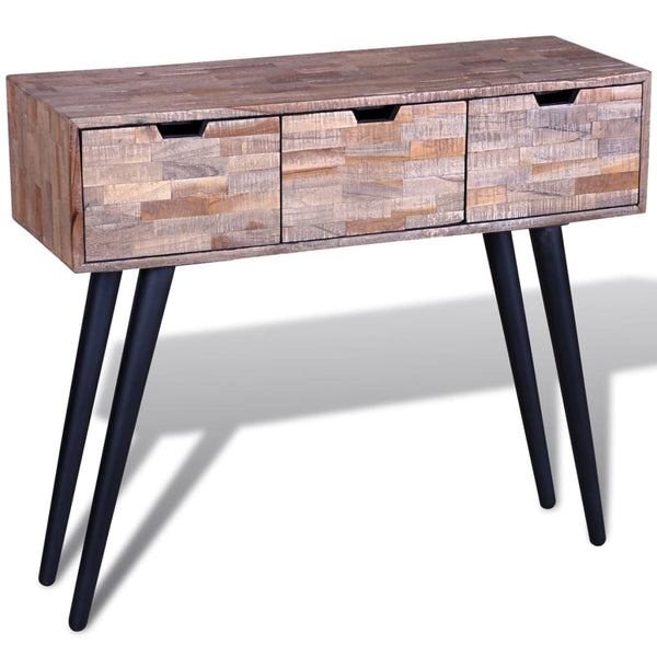 Konsolentisch Altholz Teak mit 3 Schubladen