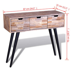Konsolentisch Altholz Teak mit 3 Schubladen