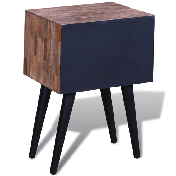 vidaXL Table de chevet avec 2 tiroirs en teck recyclé