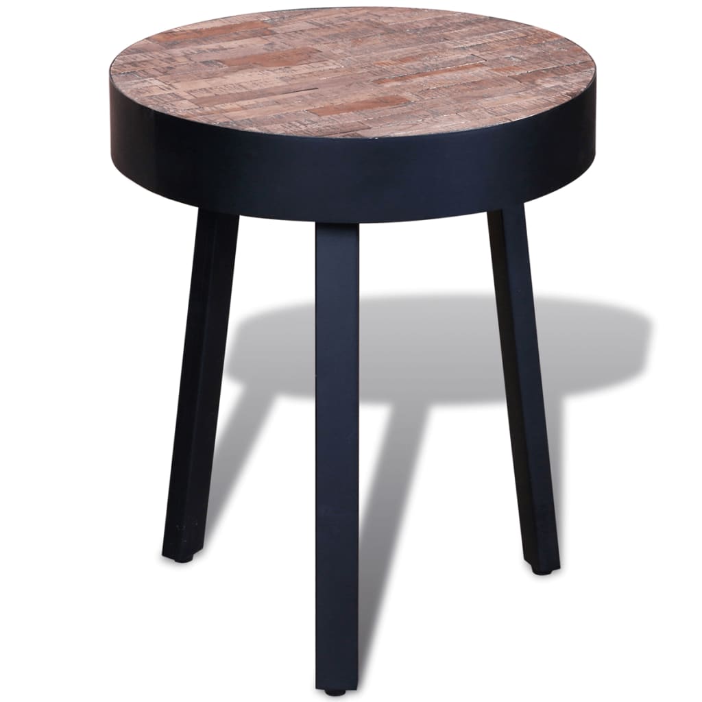vidaXL Table d'appoint ronde en teck recyclé