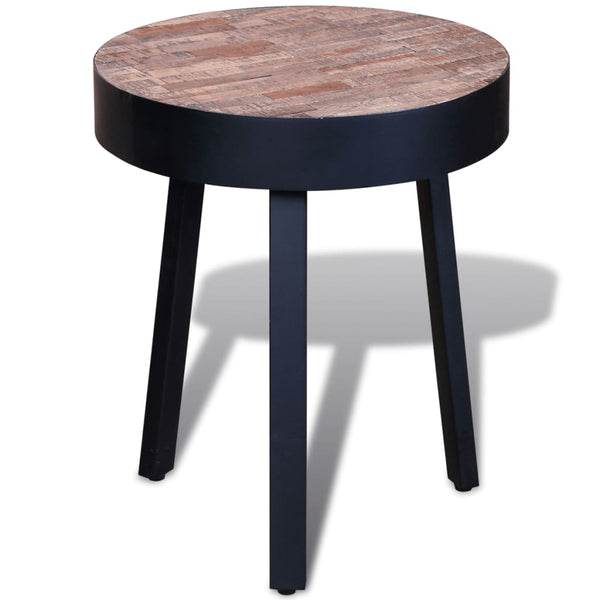 vidaXL Table d'appoint ronde en teck recyclé