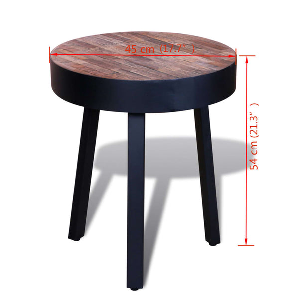 vidaXL Table d'appoint ronde en teck recyclé