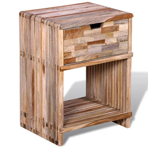 vidaXL Table de chevet avec tiroir en teck recyclé