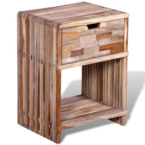 vidaXL Table de chevet avec tiroir en teck recyclé