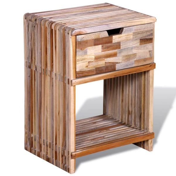 vidaXL Table de chevet avec tiroir en teck recyclé
