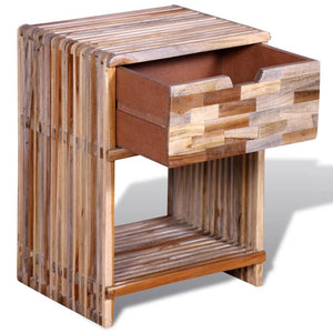 vidaXL Table de chevet avec tiroir en teck recyclé