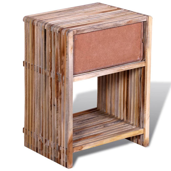 vidaXL Table de chevet avec tiroir en teck recyclé