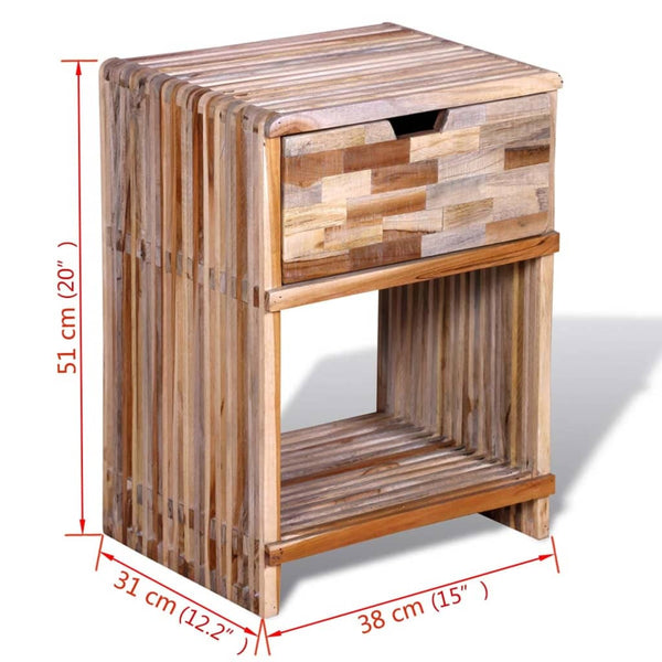 vidaXL Table de chevet avec tiroir en teck recyclé
