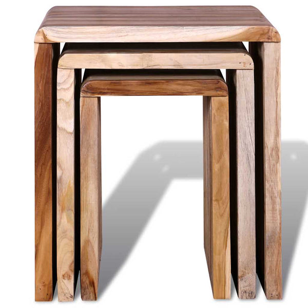 3er Satztisch Altholz Teak Beistelltisch Set
