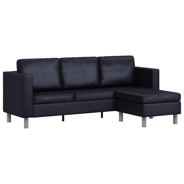 L-förmiges 3-Sitzer Sofa Schwarz Kunstleder