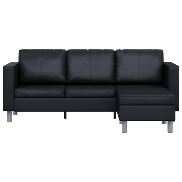 L-förmiges 3-Sitzer Sofa Schwarz Kunstleder