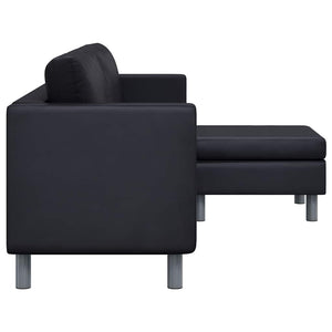 L-förmiges 3-Sitzer Sofa Schwarz Kunstleder