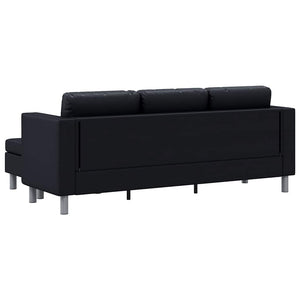 L-förmiges 3-Sitzer Sofa Schwarz Kunstleder