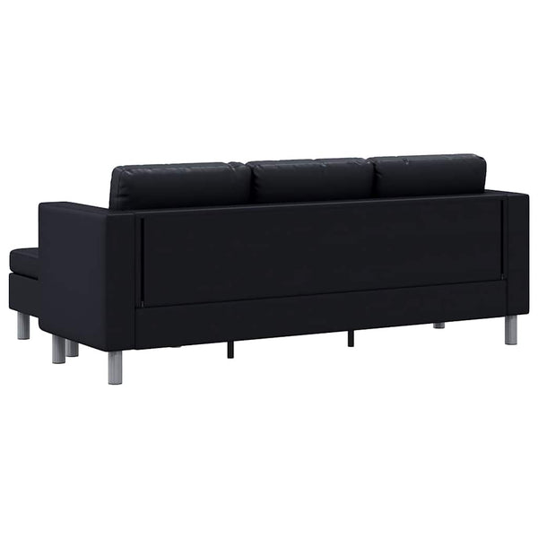 L-förmiges 3-Sitzer Sofa Schwarz Kunstleder