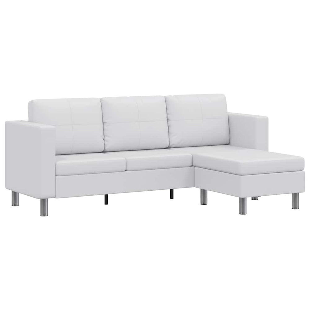 3-Sitzer Modulsofa Kunstleder Weiß