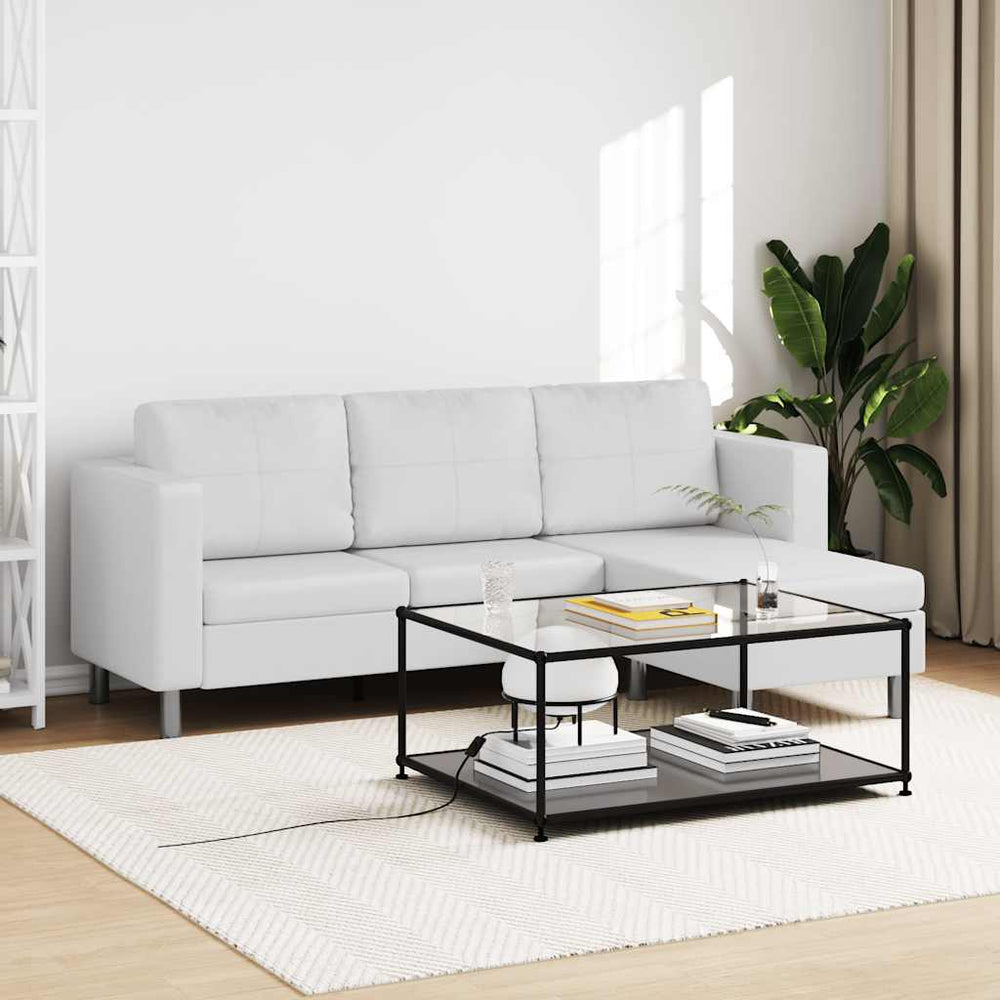 3-Sitzer Modulsofa Kunstleder Weiß
