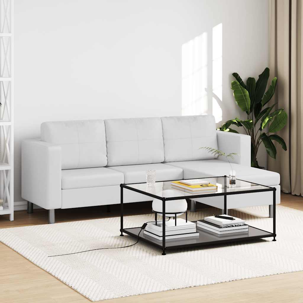 vidaXL Canapé modulable à 3 places en similicuir blanc