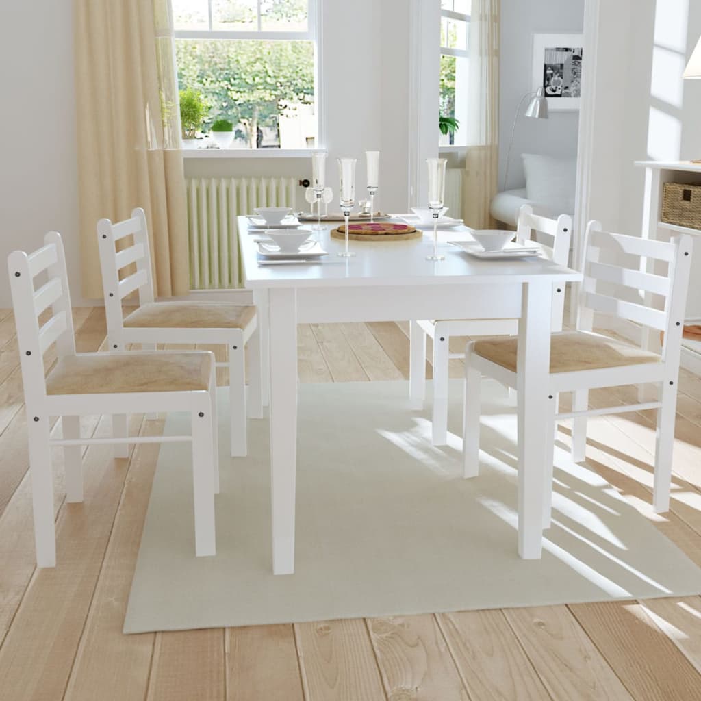 Esszimmerstühle 4er Set Weiß Samt