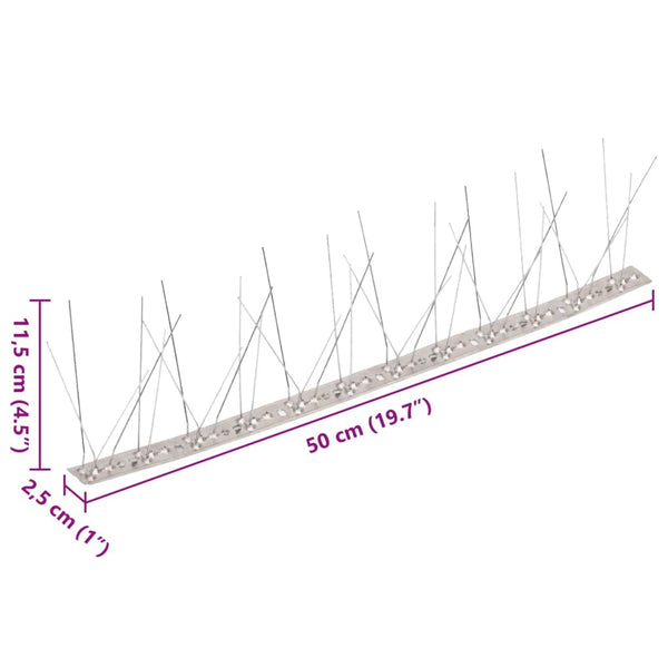 6-tlg. Vogelabwehr-Spikes-Set 3 m Edelstahl 5-reihig