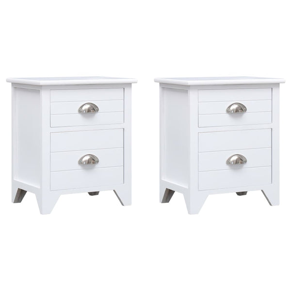 vidaXL Tables de chevet 2 pcs avec 2 tiroirs Blanc