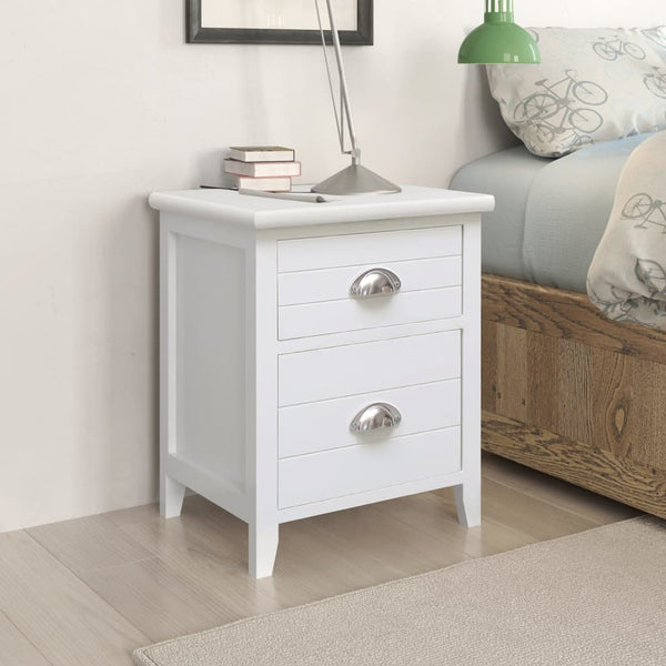 vidaXL Tables de chevet 2 pcs avec 2 tiroirs Blanc