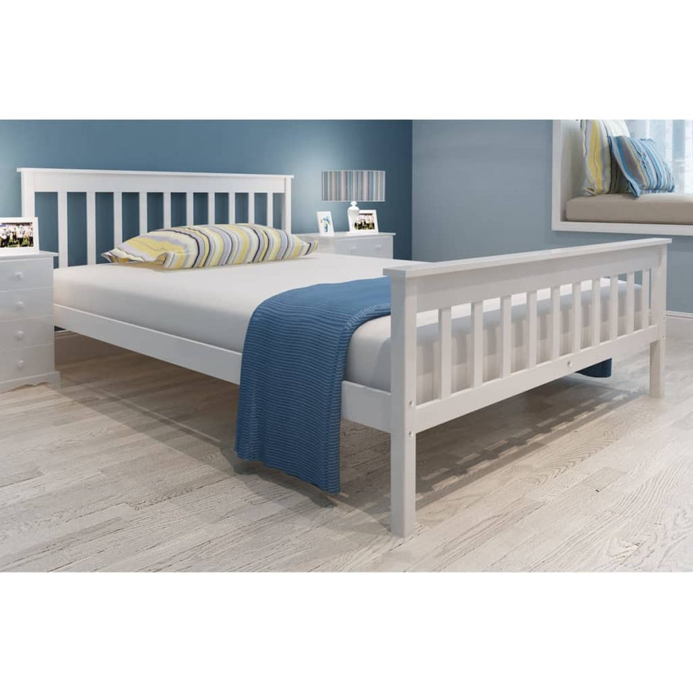 vidaXL Lit en bois massif avec matelas Pin 140x200 cm