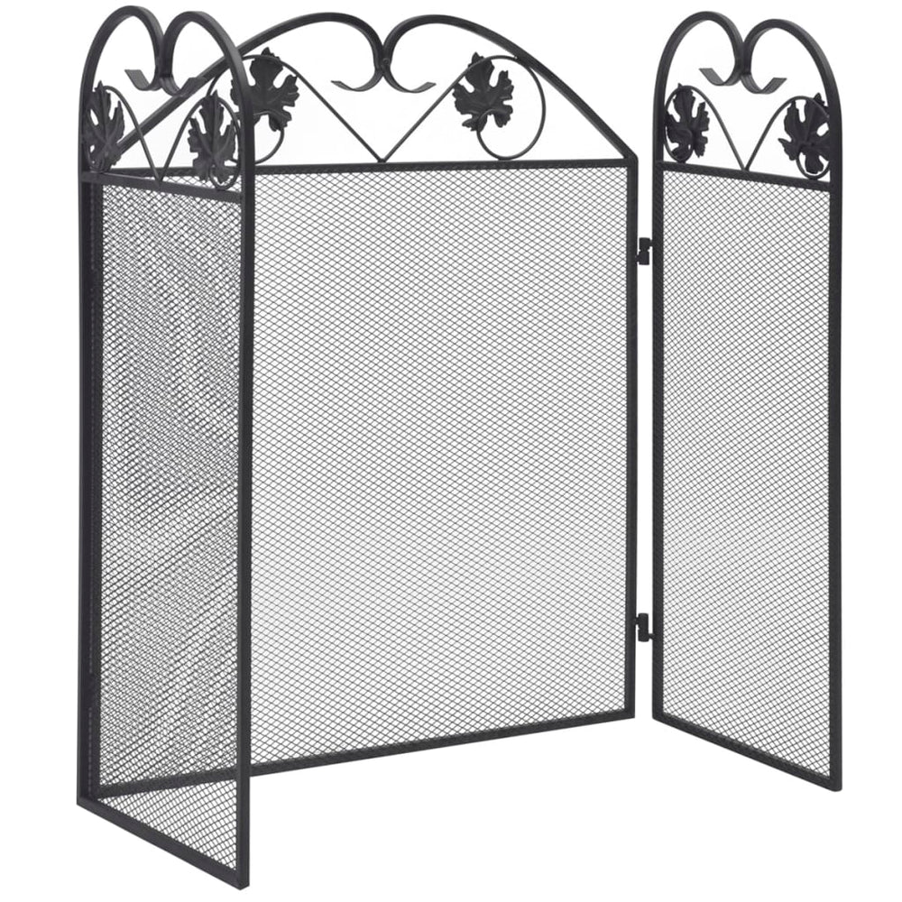 vidaXL 3-Piece Fire Screen Iron Black