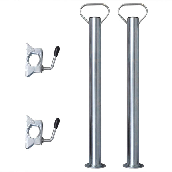 2 béquilles avec 2 supports de serrage pour roue jockey de 48 mm
