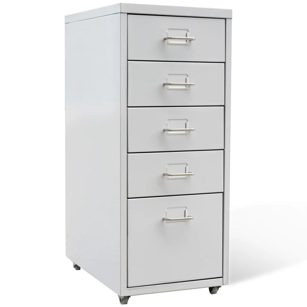 vidaXL Meuble de classement à 5 tiroirs Gris 68,5 cm Acier