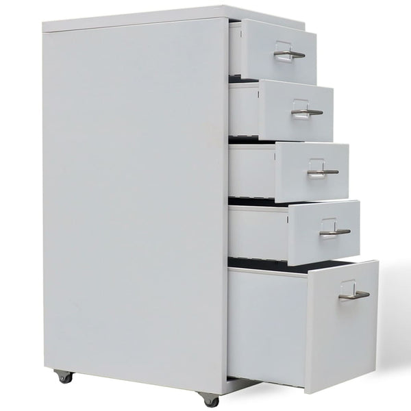 Registerschrank mit 5 Schubladen Grau 68,5 cm Stahl
