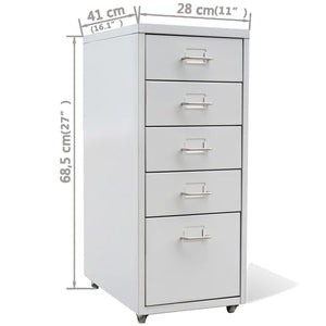 Registerschrank mit 5 Schubladen Grau 68,5 cm Stahl