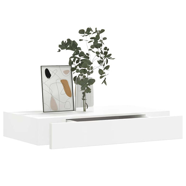 Wandregal mit Schublade MDF Weiß
