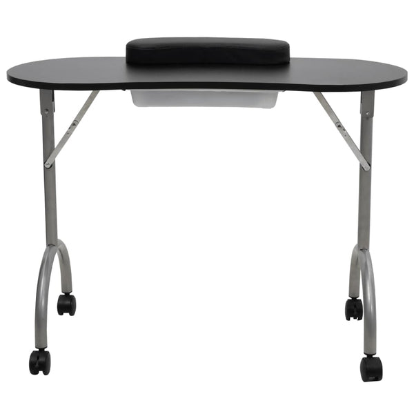 Klappbarer Maniküre-Tisch mit Rollen Schwarz
