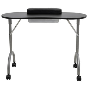 Klappbarer Maniküre-Tisch mit Rollen Schwarz