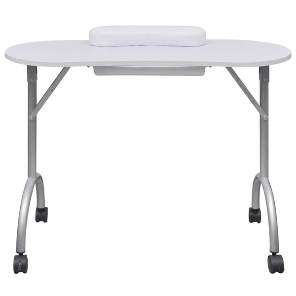 Klappbarer Maniküre-Tisch mit Rollen Weiß