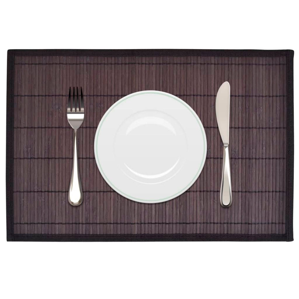 6 sets de table en bambou 30 x 45 cm Marron foncé
