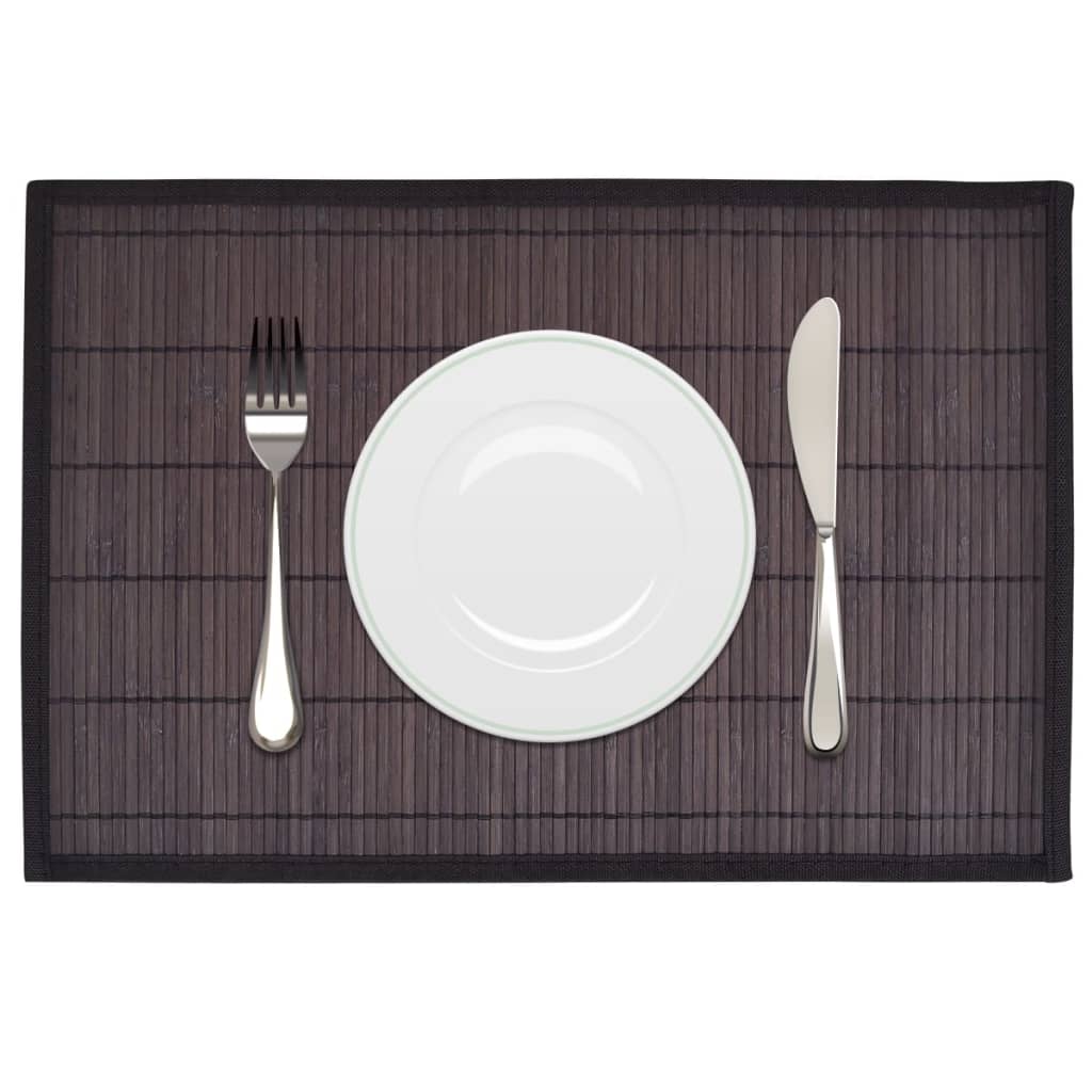 Bambus Platzdeckchen Dunkelbraun, 6er-Set