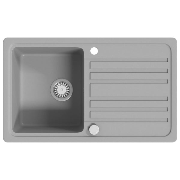 Granite Sink with Drainer Reversible Grey