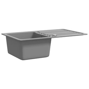 Granite Sink with Drainer Reversible Grey
