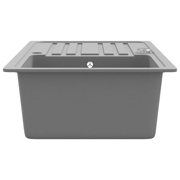 Granite Sink with Drainer Reversible Grey