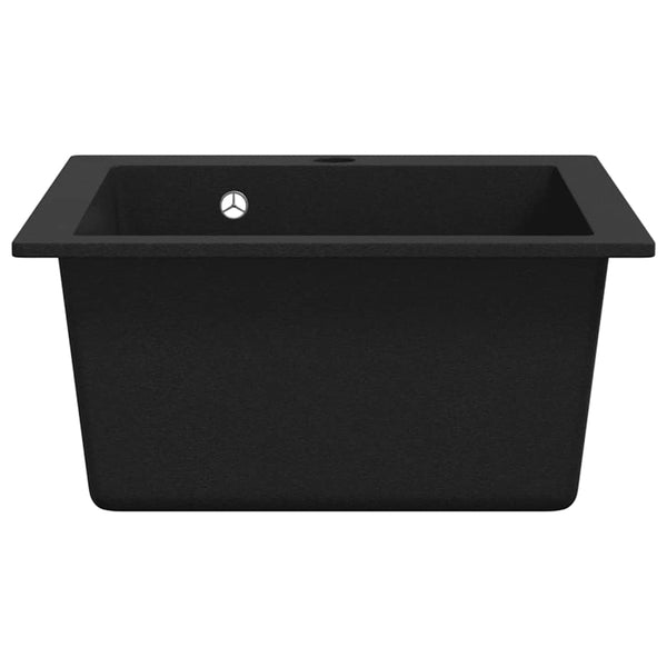 Granitspüle Einzelbecken Schwarz