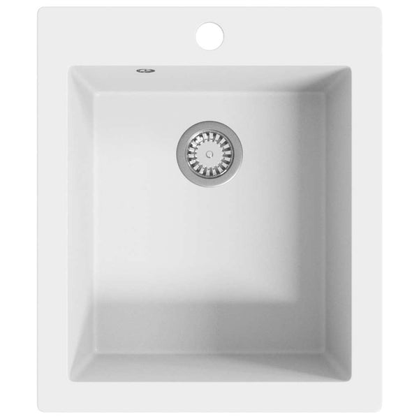 vidaXL Granite Sink Single Bowl White