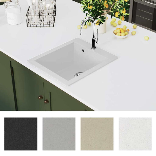 vidaXL Granite Sink Single Bowl White