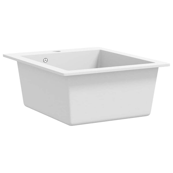 vidaXL Granite Sink Single Bowl White