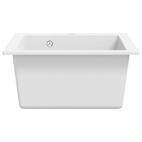 vidaXL Granite Sink Single Bowl White